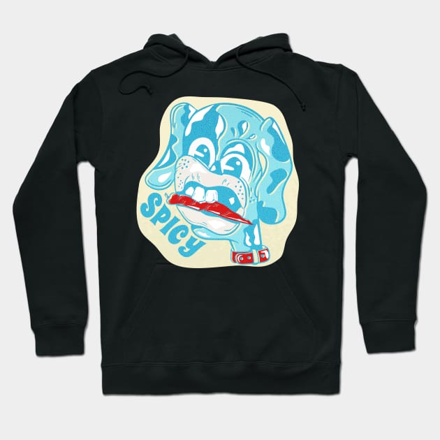 Blue Dog Eating a hot chili pepper Hoodie by mailboxdisco